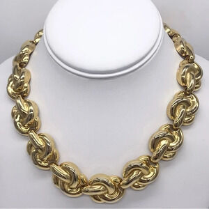 Anne Klein Vintage Gold Knot Link Necklace